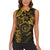 Polynesian Sunset Plumeria Women Sleeveless Polo Shirt Gold Polynesian Tattoo