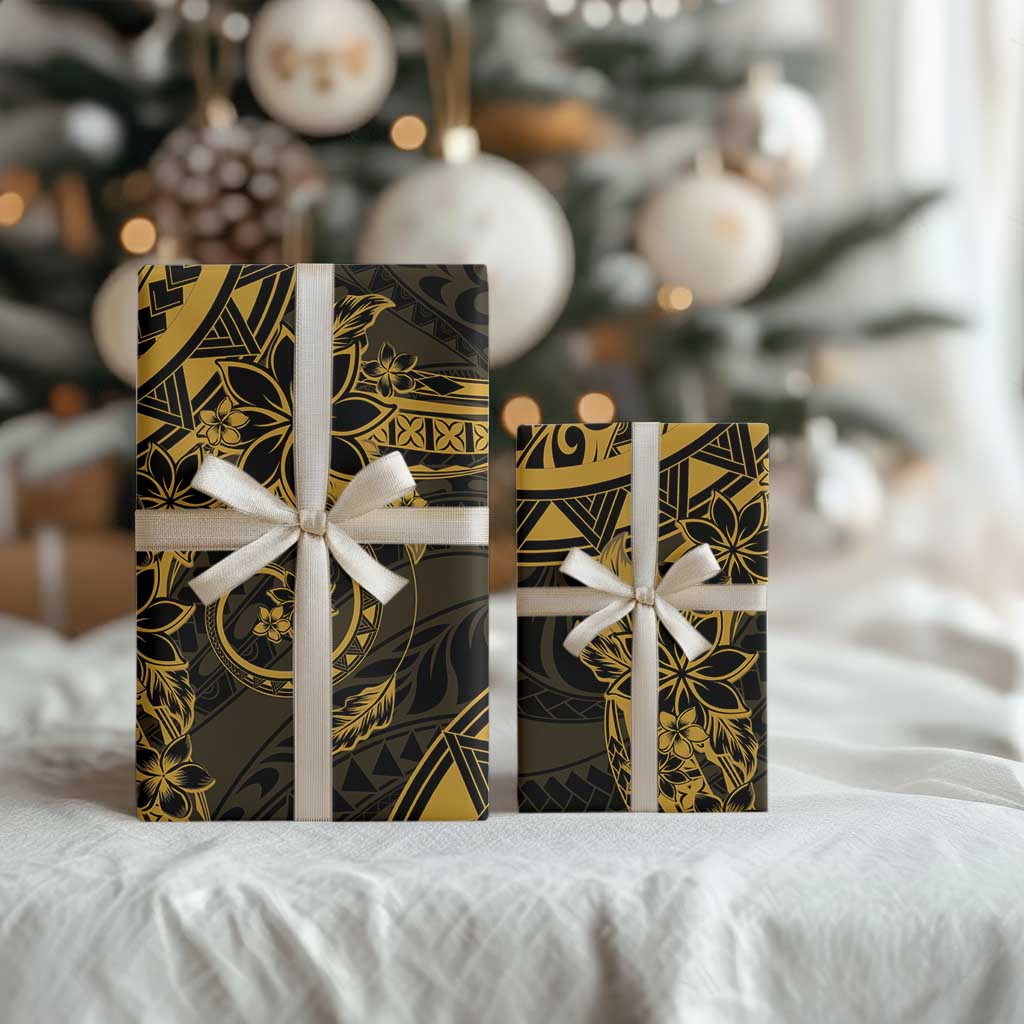 Polynesian Sunset Plumeria Wrapping Paper Gold Polynesian Tattoo - Polynesian Pride