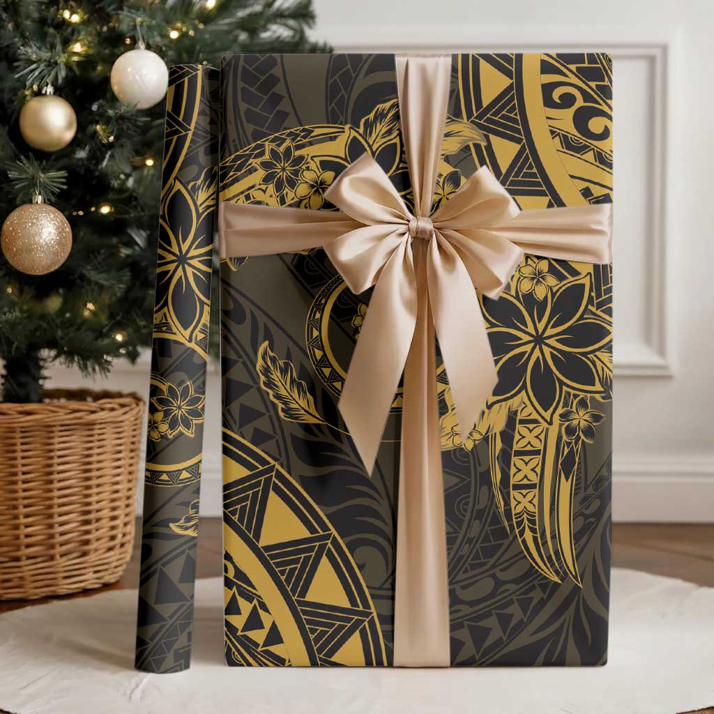 Polynesian Sunset Plumeria Wrapping Paper Gold Polynesian Tattoo - Polynesian Pride