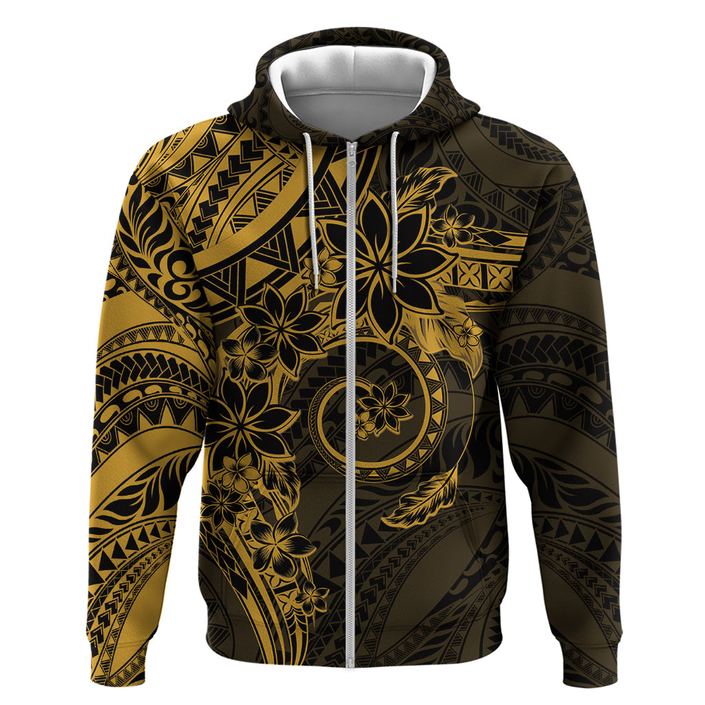 Polynesian Sunset Plumeria Zip Hoodie Gold Polynesian Tattoo LT05 Zip Hoodie Gold - Polynesian Pride