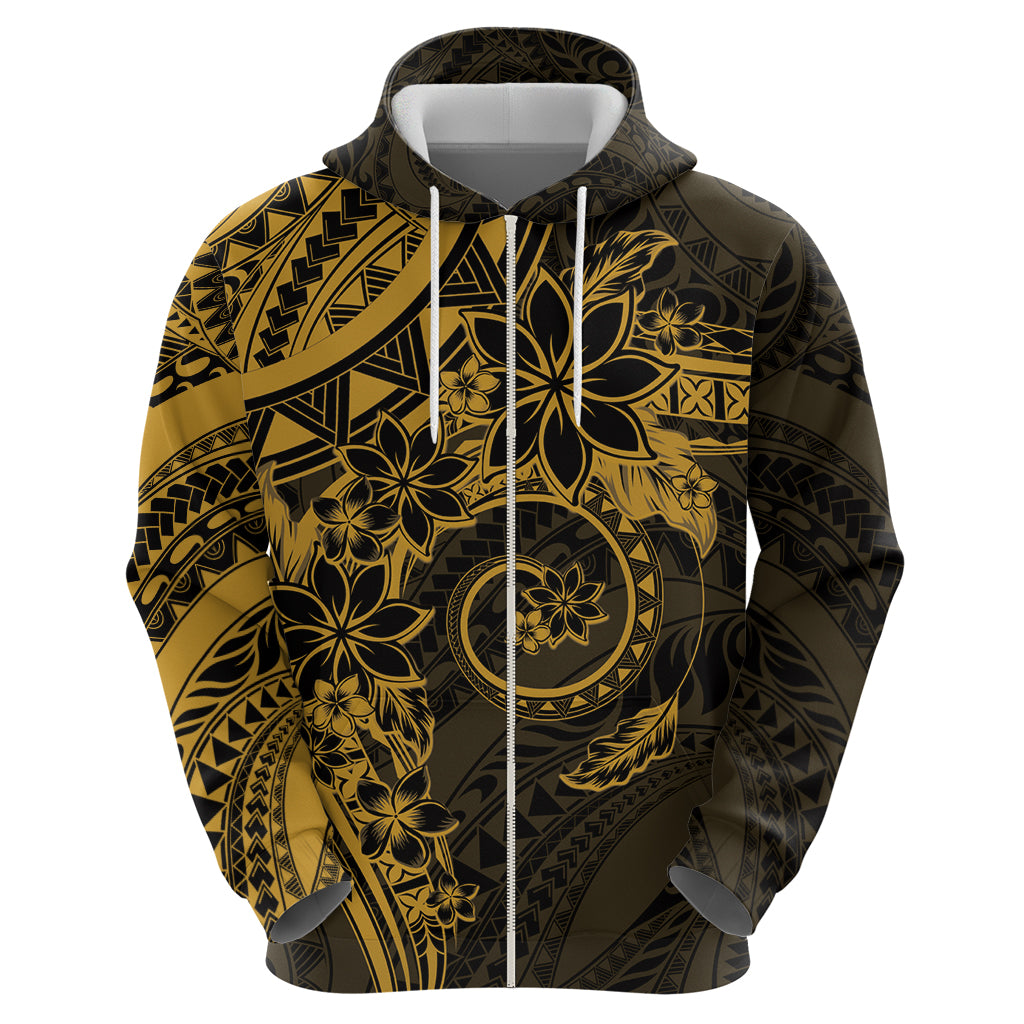 Polynesian Sunset Plumeria Zip Hoodie Gold Polynesian Tattoo LT05 - Polynesian Pride