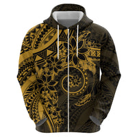 Polynesian Sunset Plumeria Zip Hoodie Gold Polynesian Tattoo LT05 - Polynesian Pride