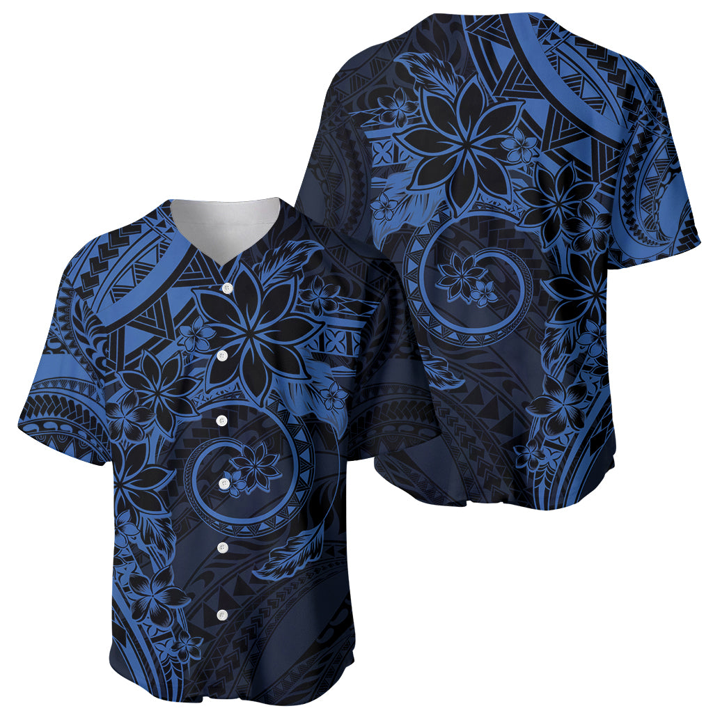 Polynesian Sunset Plumeria Baseball Jersey Navy Polynesian Tattoo