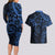 Polynesian Sunset Plumeria Couples Matching Long Sleeve Bodycon Dress and Hawaiian Shirt Navy Polynesian Tattoo