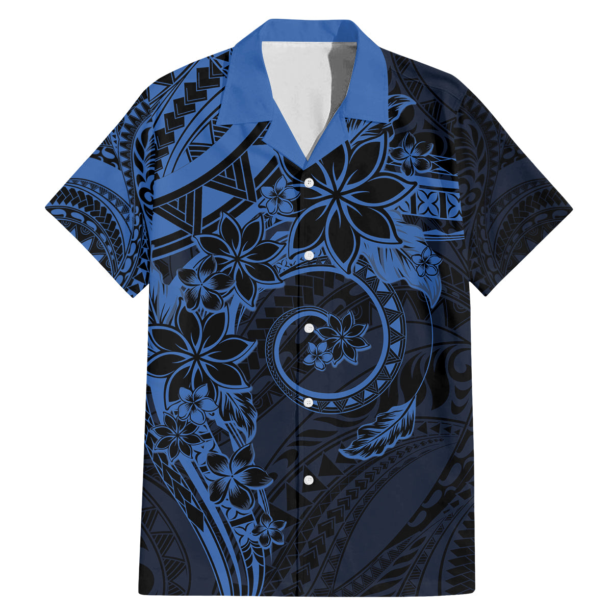 Polynesian Sunset Plumeria Family Matching Mermaid Dress and Hawaiian Shirt Navy Polynesian Tattoo