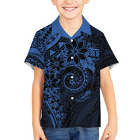 Polynesian Sunset Plumeria Family Matching Off The Shoulder Long Sleeve Dress and Hawaiian Shirt Navy Polynesian Tattoo LT05 Son's Shirt Navy - Polynesian Pride
