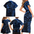 Polynesian Sunset Plumeria Family Matching Short Sleeve Bodycon Dress and Hawaiian Shirt Navy Polynesian Tattoo