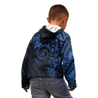 Polynesian Sunset Plumeria Kid Hoodie Navy Polynesian Tattoo