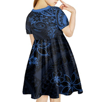 Polynesian Sunset Plumeria Kid Short Sleeve Dress Navy Polynesian Tattoo