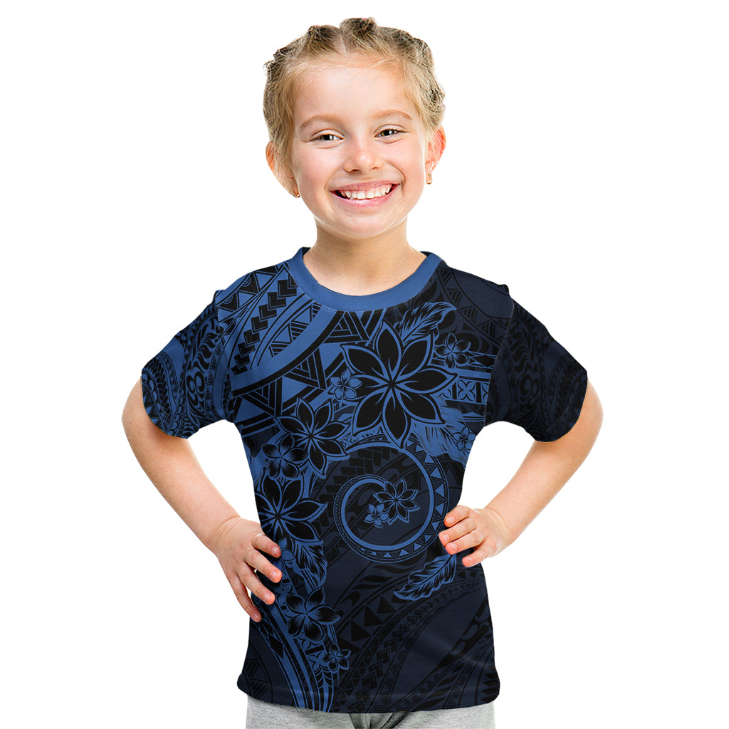 Polynesian Sunset Plumeria Kid T Shirt Navy Polynesian Tattoo LT05 Navy - Polynesian Pride