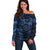 Polynesian Sunset Plumeria Off Shoulder Sweater Navy Polynesian Tattoo