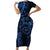 Polynesian Sunset Plumeria Short Sleeve Bodycon Dress Navy Polynesian Tattoo