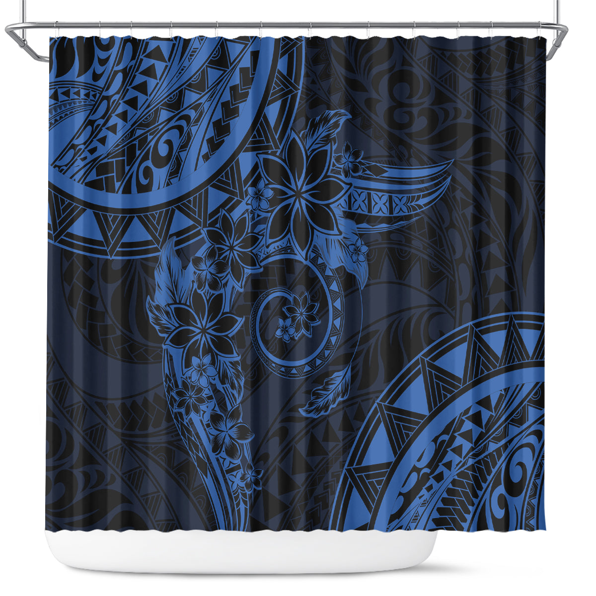 Polynesian Sunset Plumeria Shower Curtain Navy Polynesian Tattoo LT05 Navy - Polynesian Pride