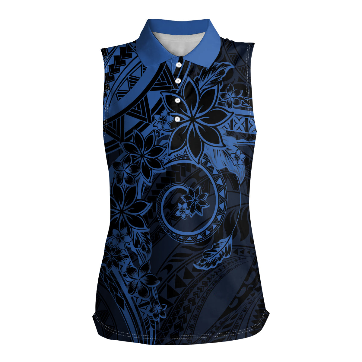 Polynesian Sunset Plumeria Women Sleeveless Polo Shirt Navy Polynesian Tattoo LT05 Female Navy - Polynesian Pride