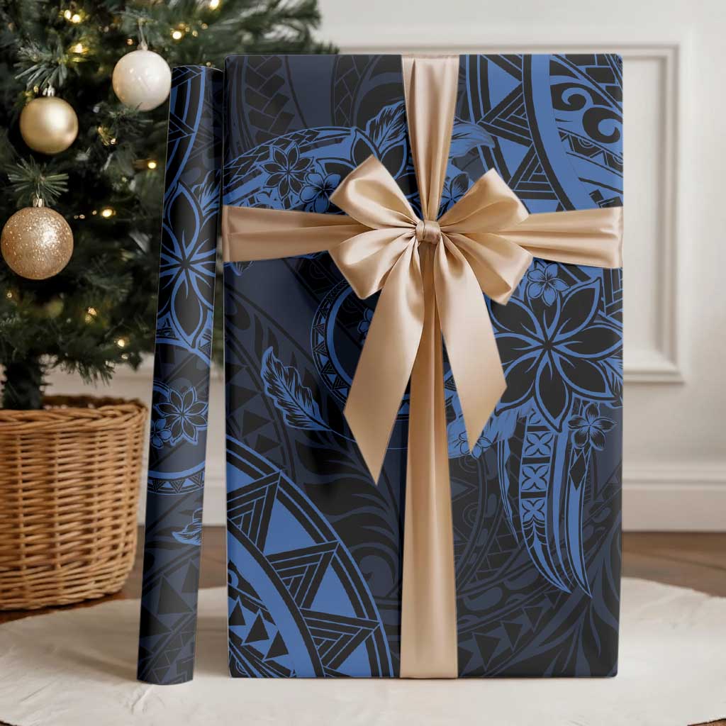 Polynesian Sunset Plumeria Wrapping Paper Navy Polynesian Tattoo - Polynesian Pride