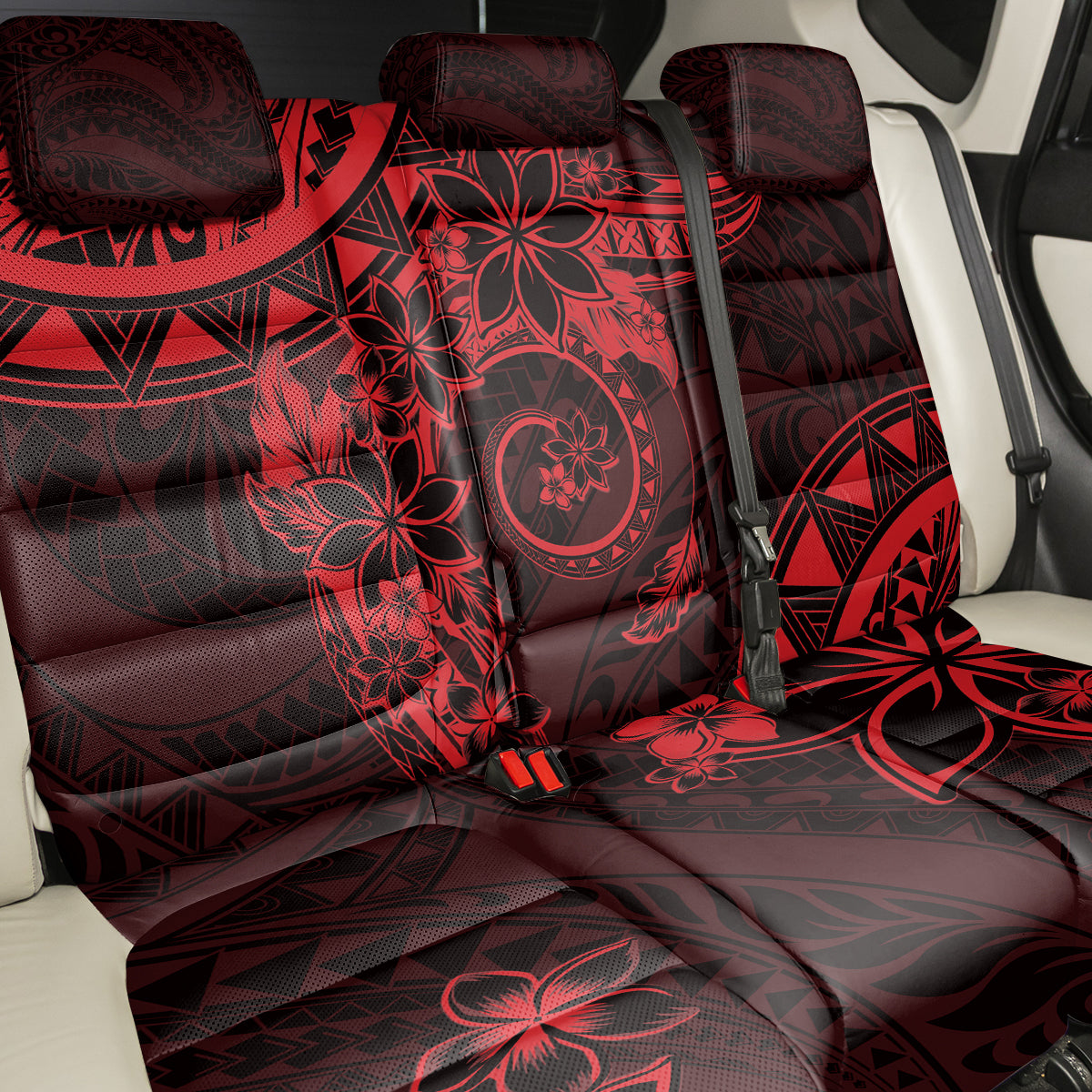 Polynesian Sunset Plumeria Back Car Seat Cover Red Polynesian Tattoo