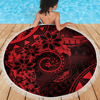 Polynesian Sunset Plumeria Beach Blanket Red Polynesian Tattoo