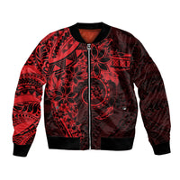 Polynesian Sunset Plumeria Bomber Jacket Red Polynesian Tattoo
