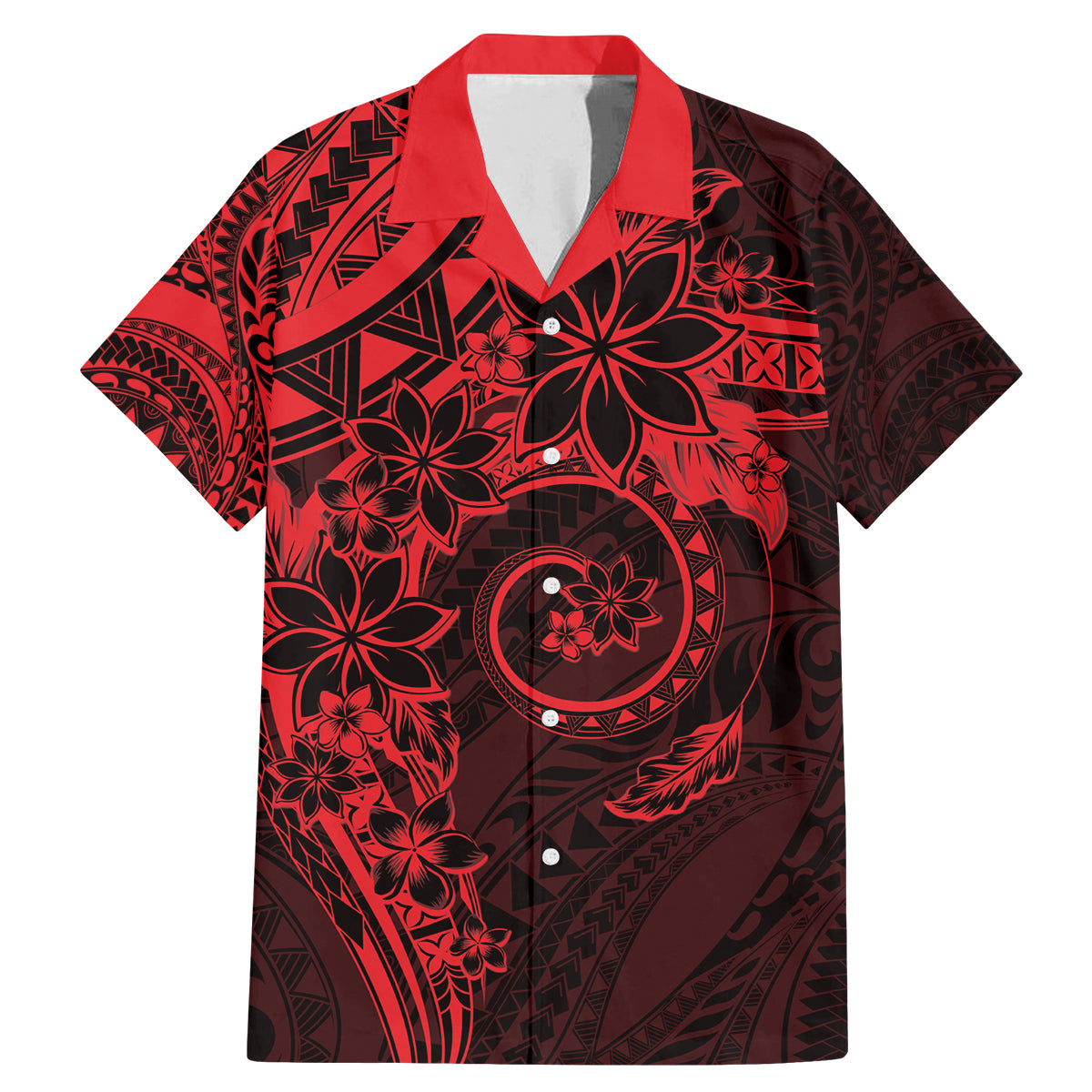 Polynesian Sunset Plumeria Family Matching Mermaid Dress and Hawaiian Shirt Red Polynesian Tattoo