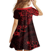 Polynesian Sunset Plumeria Family Matching Off The Shoulder Long Sleeve Dress and Hawaiian Shirt Red Polynesian Tattoo LT05 - Polynesian Pride