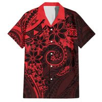 Polynesian Sunset Plumeria Family Matching Off The Shoulder Long Sleeve Dress and Hawaiian Shirt Red Polynesian Tattoo LT05 Dad's Shirt - Short Sleeve Red - Polynesian Pride