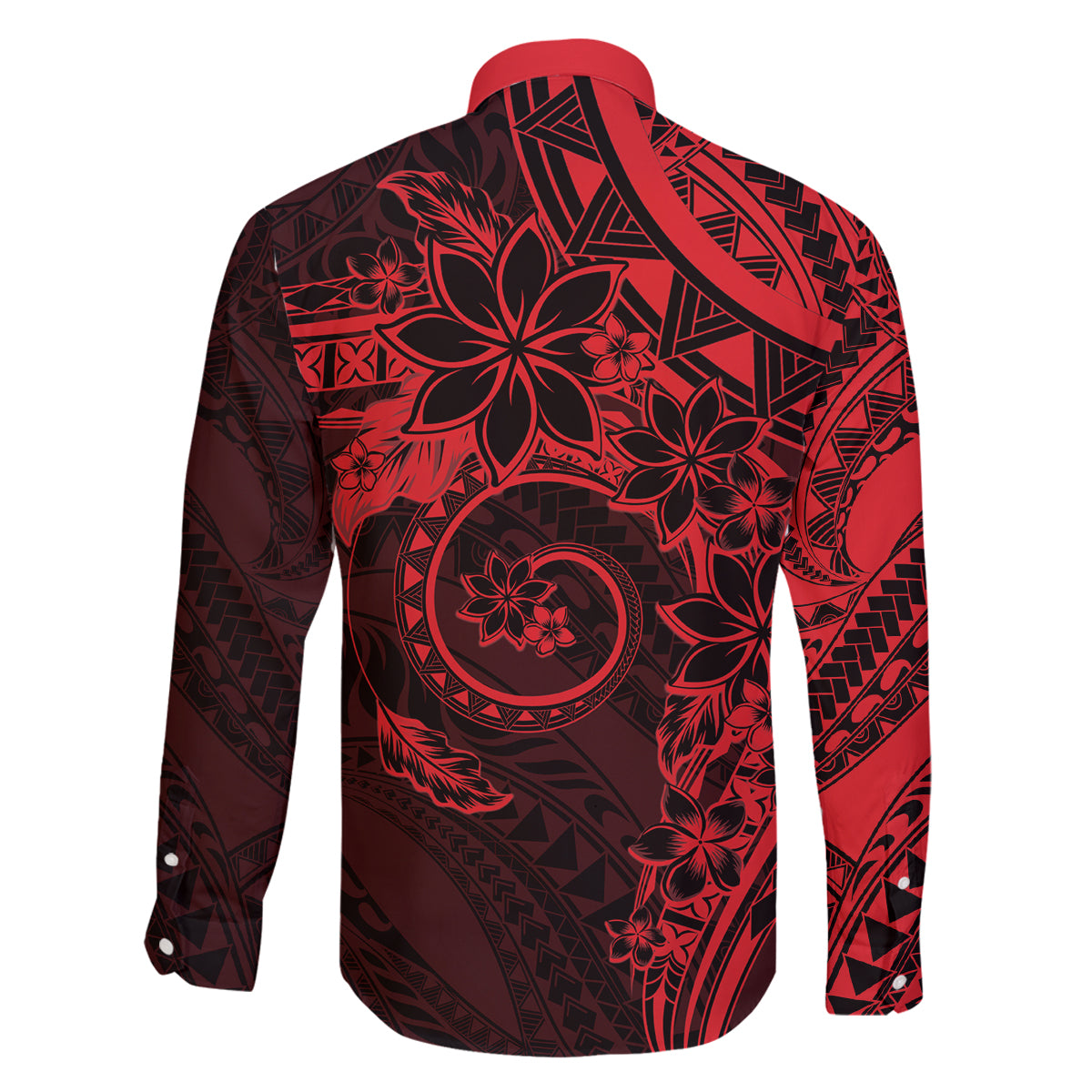 Polynesian Sunset Plumeria Family Matching Off The Shoulder Long Sleeve Dress and Hawaiian Shirt Red Polynesian Tattoo LT05 - Polynesian Pride