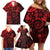 Polynesian Sunset Plumeria Family Matching Off Shoulder Short Dress and Hawaiian Shirt Red Polynesian Tattoo