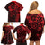 Polynesian Sunset Plumeria Family Matching Off Shoulder Short Dress and Hawaiian Shirt Red Polynesian Tattoo