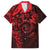 Polynesian Sunset Plumeria Family Matching Off Shoulder Short Dress and Hawaiian Shirt Red Polynesian Tattoo