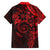 Polynesian Sunset Plumeria Family Matching Off Shoulder Short Dress and Hawaiian Shirt Red Polynesian Tattoo