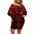 Polynesian Sunset Plumeria Family Matching Off Shoulder Short Dress and Hawaiian Shirt Red Polynesian Tattoo