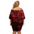 Polynesian Sunset Plumeria Family Matching Off Shoulder Short Dress and Hawaiian Shirt Red Polynesian Tattoo