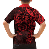 Polynesian Sunset Plumeria Kid Hawaiian Shirt Red Polynesian Tattoo