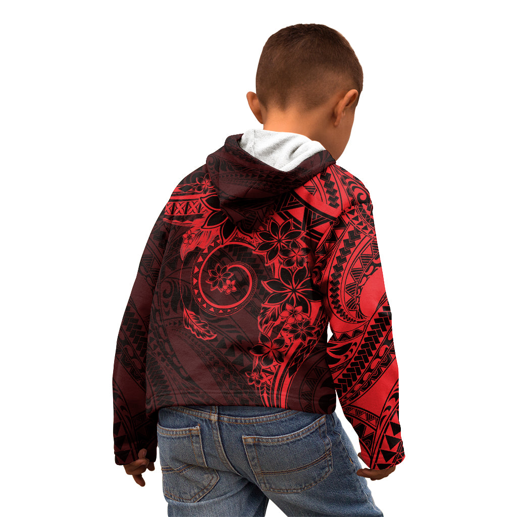 Polynesian Sunset Plumeria Kid Hoodie Red Polynesian Tattoo