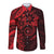 Polynesian Sunset Plumeria Long Sleeve Button Shirt Red Polynesian Tattoo