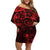 Polynesian Sunset Plumeria Off Shoulder Short Dress Red Polynesian Tattoo