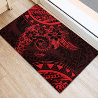 Polynesian Sunset Plumeria Rubber Doormat Red Polynesian Tattoo