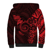 Polynesian Sunset Plumeria Sherpa Hoodie Red Polynesian Tattoo