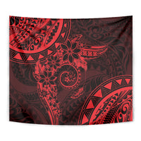 Polynesian Sunset Plumeria Tapestry Red Polynesian Tattoo