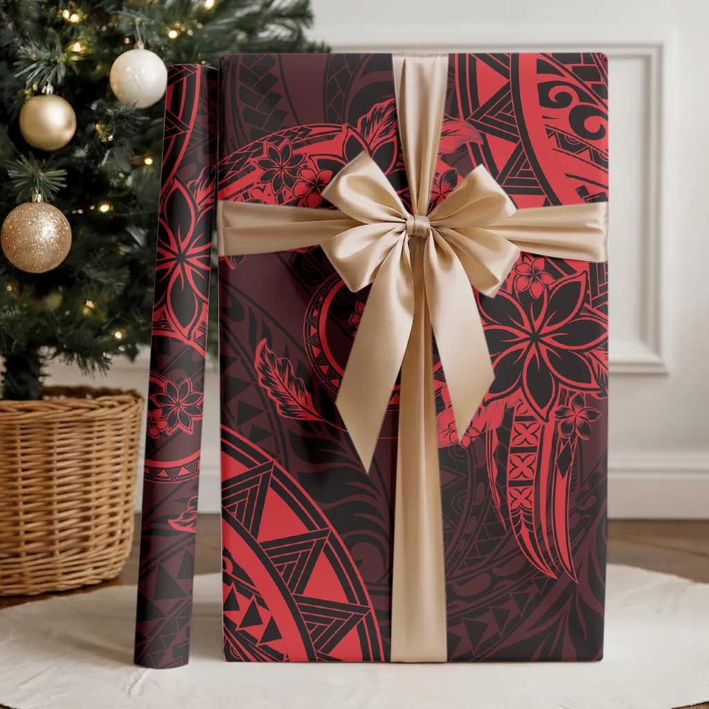 Polynesian Sunset Plumeria Wrapping Paper Red Polynesian Tattoo - Polynesian Pride