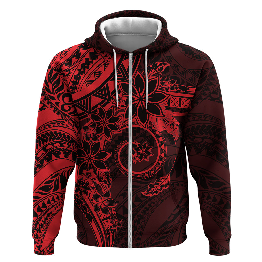 Polynesian Sunset Plumeria Zip Hoodie Red Polynesian Tattoo LT05 Zip Hoodie Red - Polynesian Pride