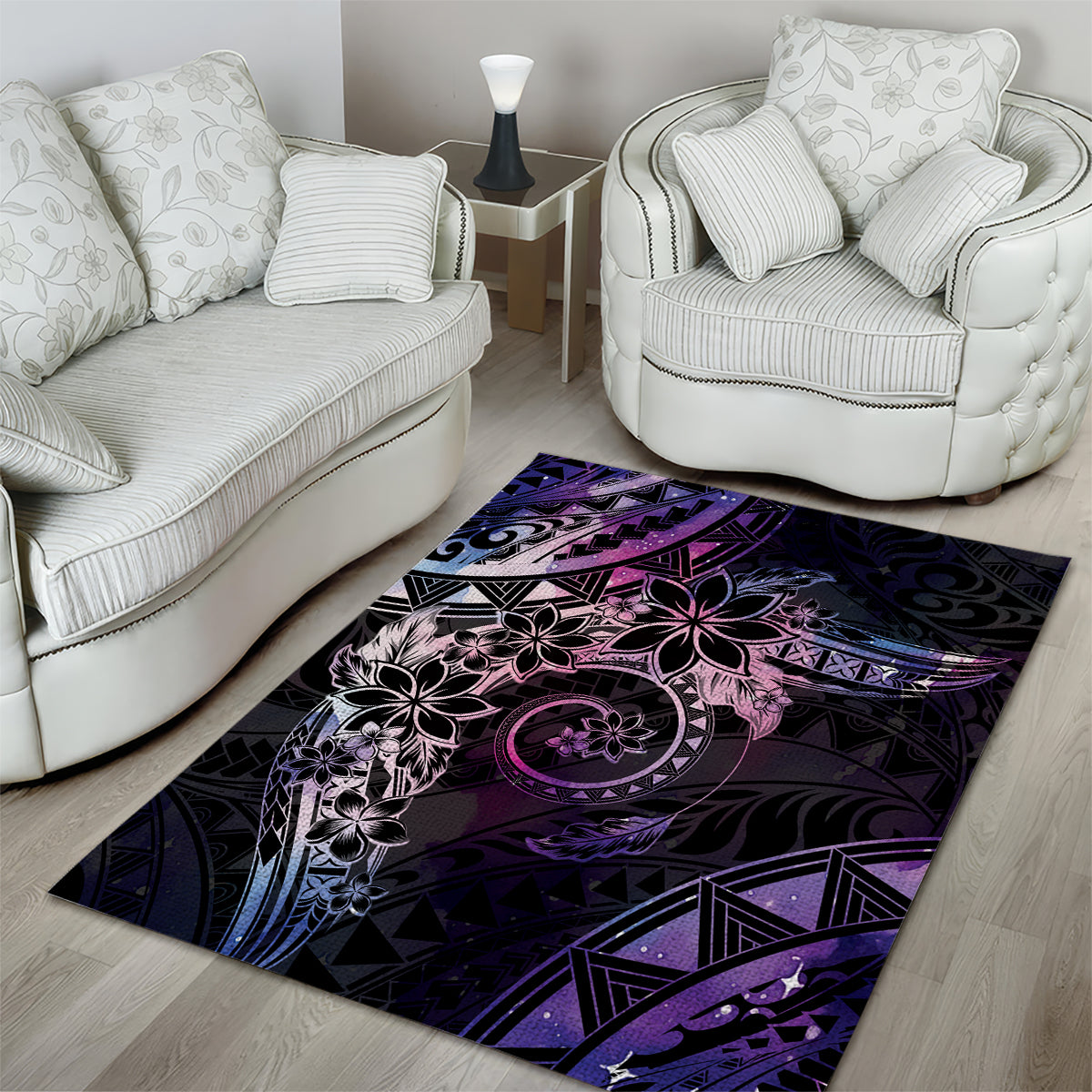 Polynesian Sunset Plumeria Area Rug Galaxy Polynesian Tattoo