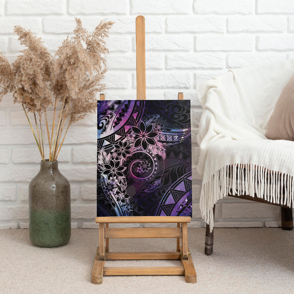 Polynesian Sunset Plumeria Canvas Wall Art Galaxy Polynesian Tattoo