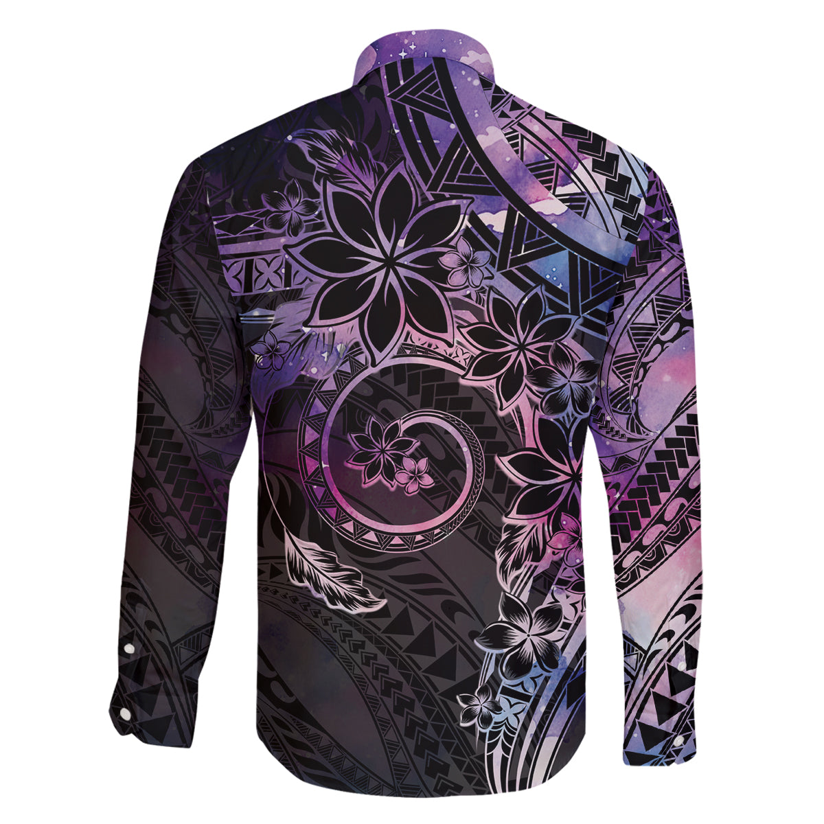 Polynesian Sunset Plumeria Family Matching Off The Shoulder Long Sleeve Dress and Hawaiian Shirt Galaxy Polynesian Tattoo LT05 - Polynesian Pride
