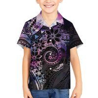 Polynesian Sunset Plumeria Family Matching Off The Shoulder Long Sleeve Dress and Hawaiian Shirt Galaxy Polynesian Tattoo LT05 Son's Shirt Galaxy - Polynesian Pride