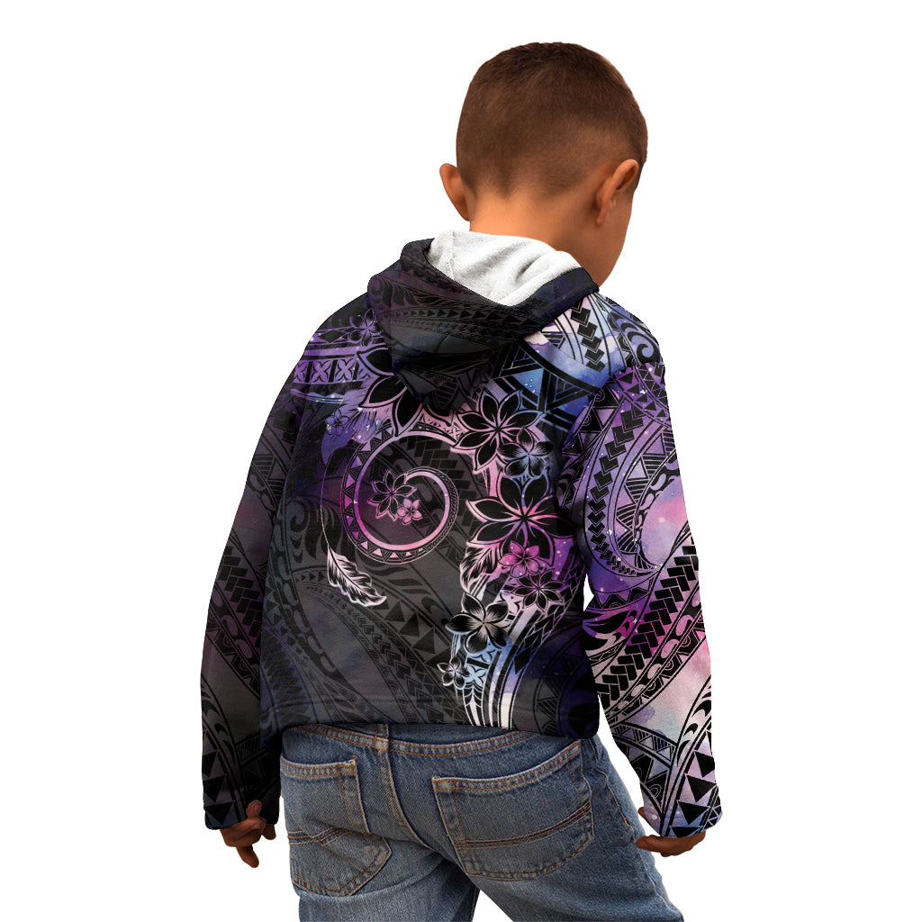 Polynesian Sunset Plumeria Kid Hoodie Galaxy Polynesian Tattoo
