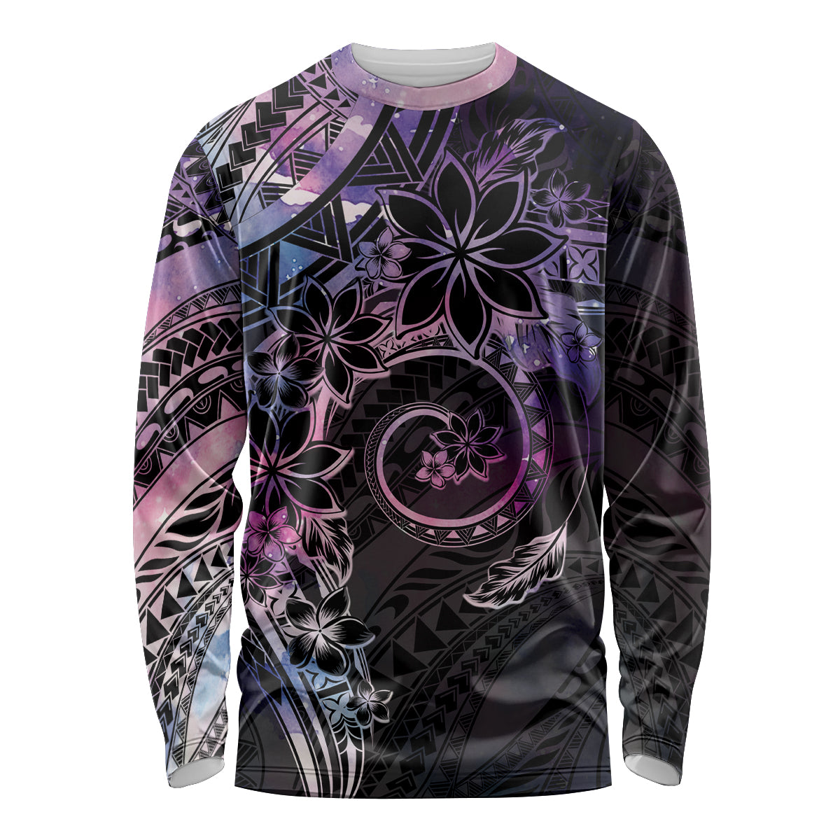 Polynesian Sunset Plumeria Long Sleeve Shirt Galaxy Polynesian Tattoo LT05 Unisex Galaxy - Polynesian Pride