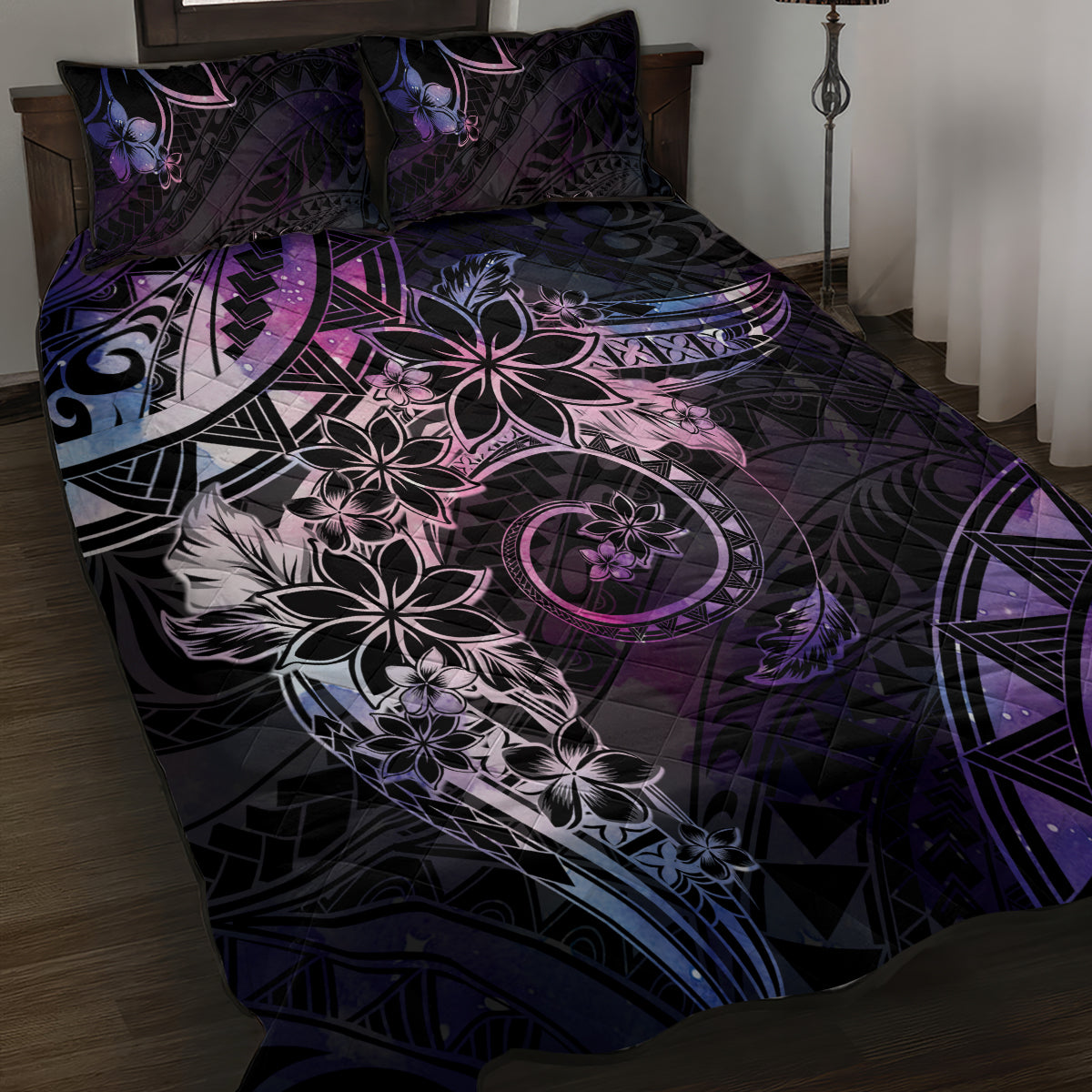 Polynesian Sunset Plumeria Quilt Bed Set Galaxy Polynesian Tattoo LT05 Galaxy - Polynesian Pride
