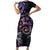 Polynesian Sunset Plumeria Short Sleeve Bodycon Dress Galaxy Polynesian Tattoo