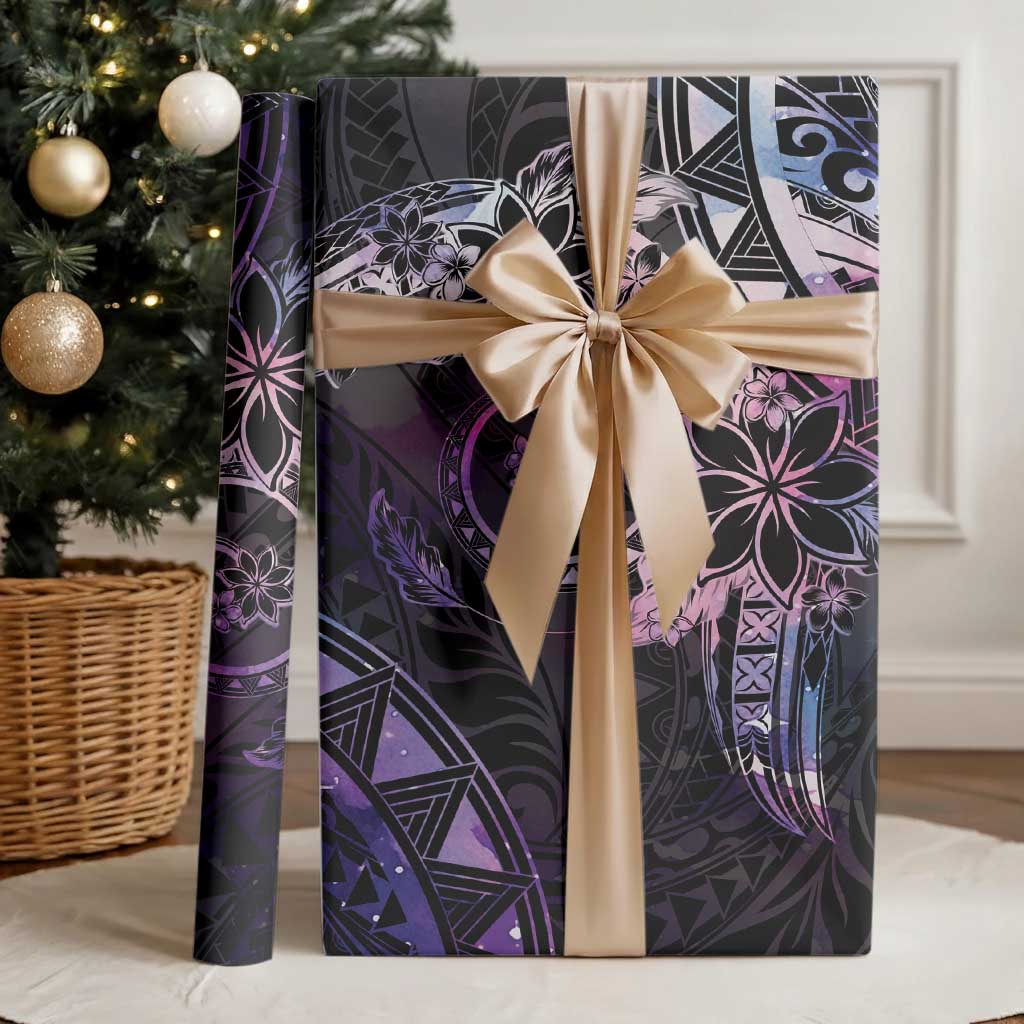 Polynesian Sunset Plumeria Wrapping Paper Galaxy Polynesian Tattoo - Polynesian Pride